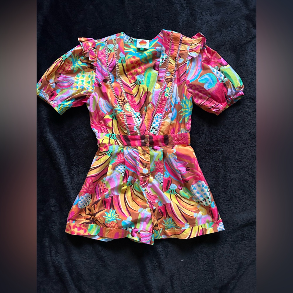 Farm Rio Vibrant Tropical Print Romper